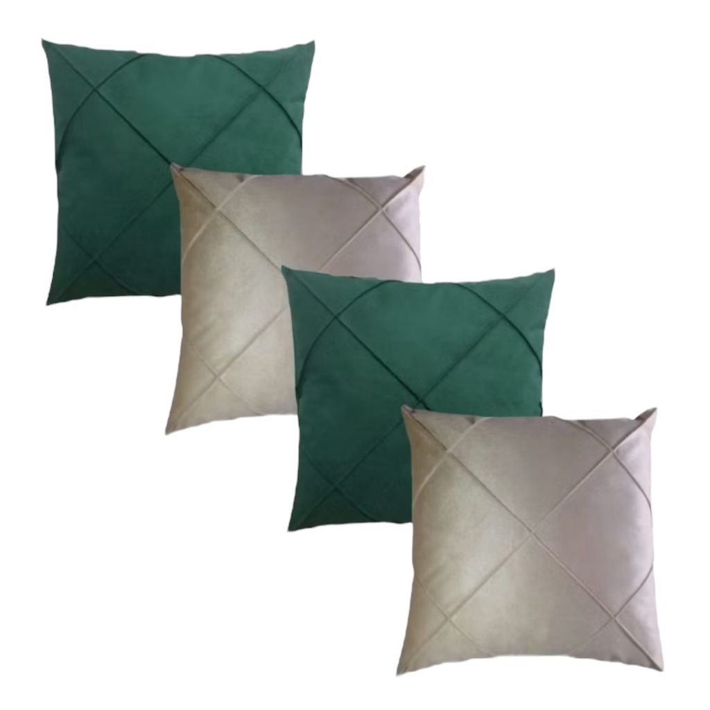 Kit 04 Almofadas Cheias em Suede Drapeada 45x45cm Decorativas Sala Quarto Sofá