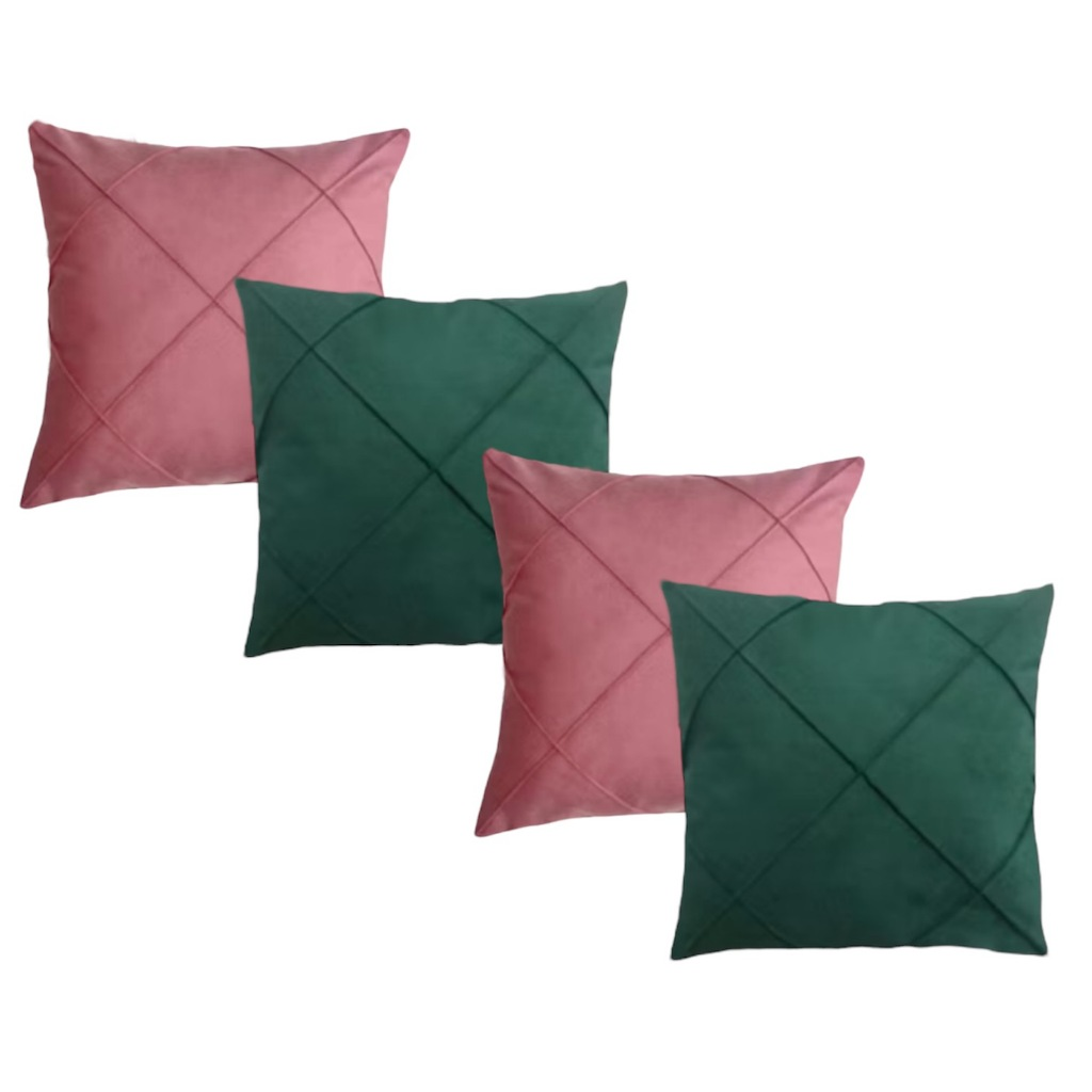 Kit 04 Almofadas Cheias em Suede Drapeada 45x45cm Decorativas Sala Quarto Sofá