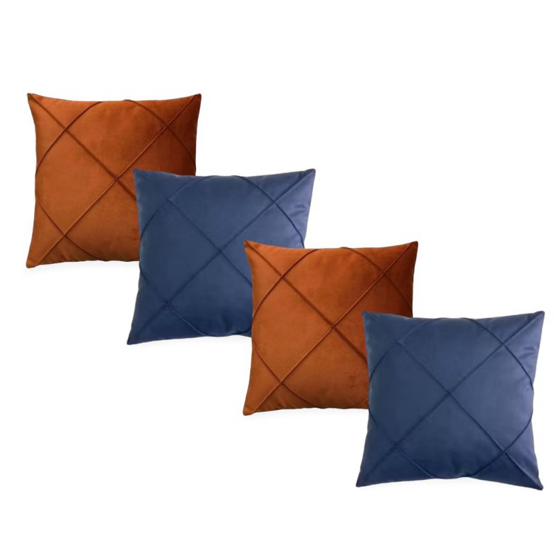 Kit 04 Almofadas Cheias em Suede Drapeada 45x45cm Decorativas Sala Quarto Sofá