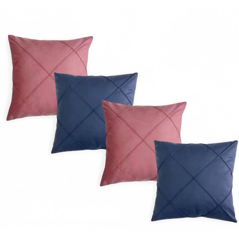 Kit 04 Almofadas Cheias em Suede Drapeada 45x45cm Decorativas Sala Quarto Sofá