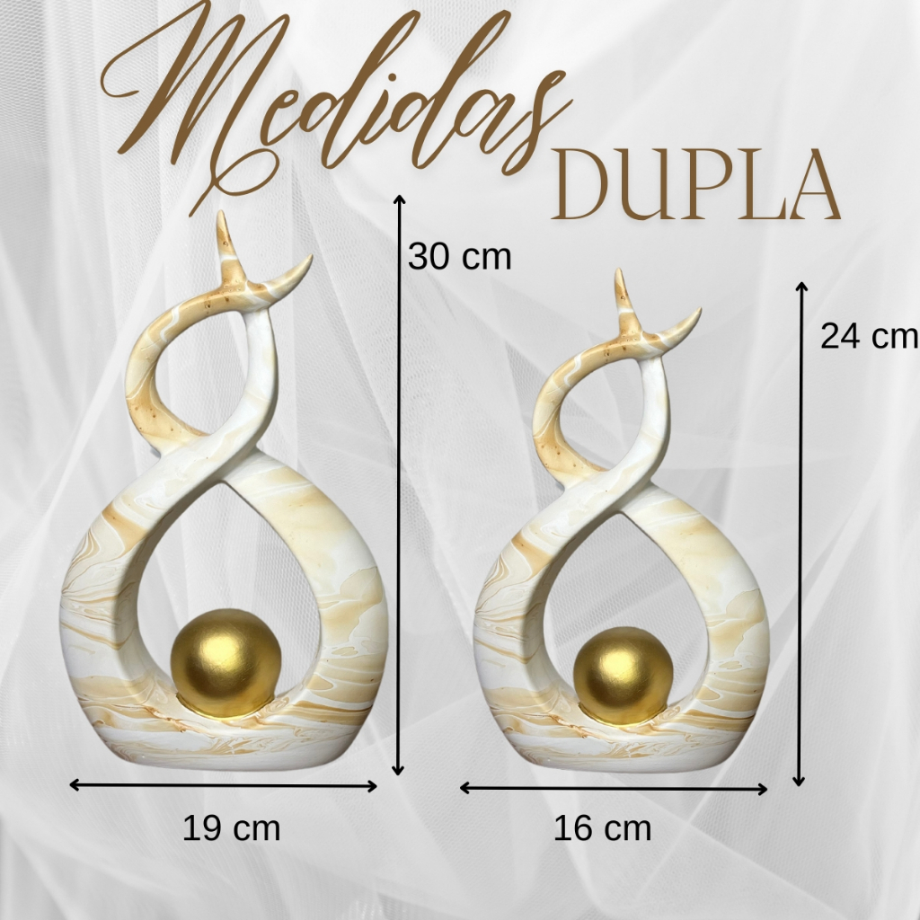 Enfeite Dupla Vasos C/ Esfera Dourada Cerâmica Decoração P/ Rack Sala Várias Cores