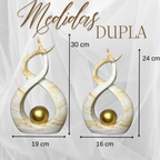 Enfeite Dupla Vasos C/ Esfera Dourada Cerâmica Decoração P/ Rack Sala Várias Cores