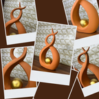 Enfeite Dupla Vasos C/ Esfera Dourada Cerâmica Decoração P/ Rack Sala Várias Cores