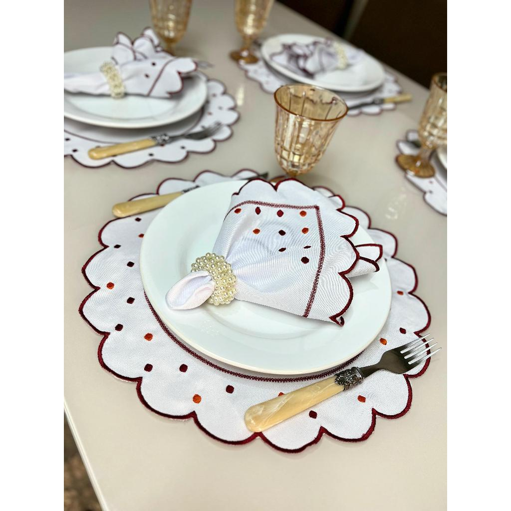 Kit Jogo Americano 8 Pçs Souplats Mesa De 4 Lugares Mesa Posta Guardanapo Supla Sousplat