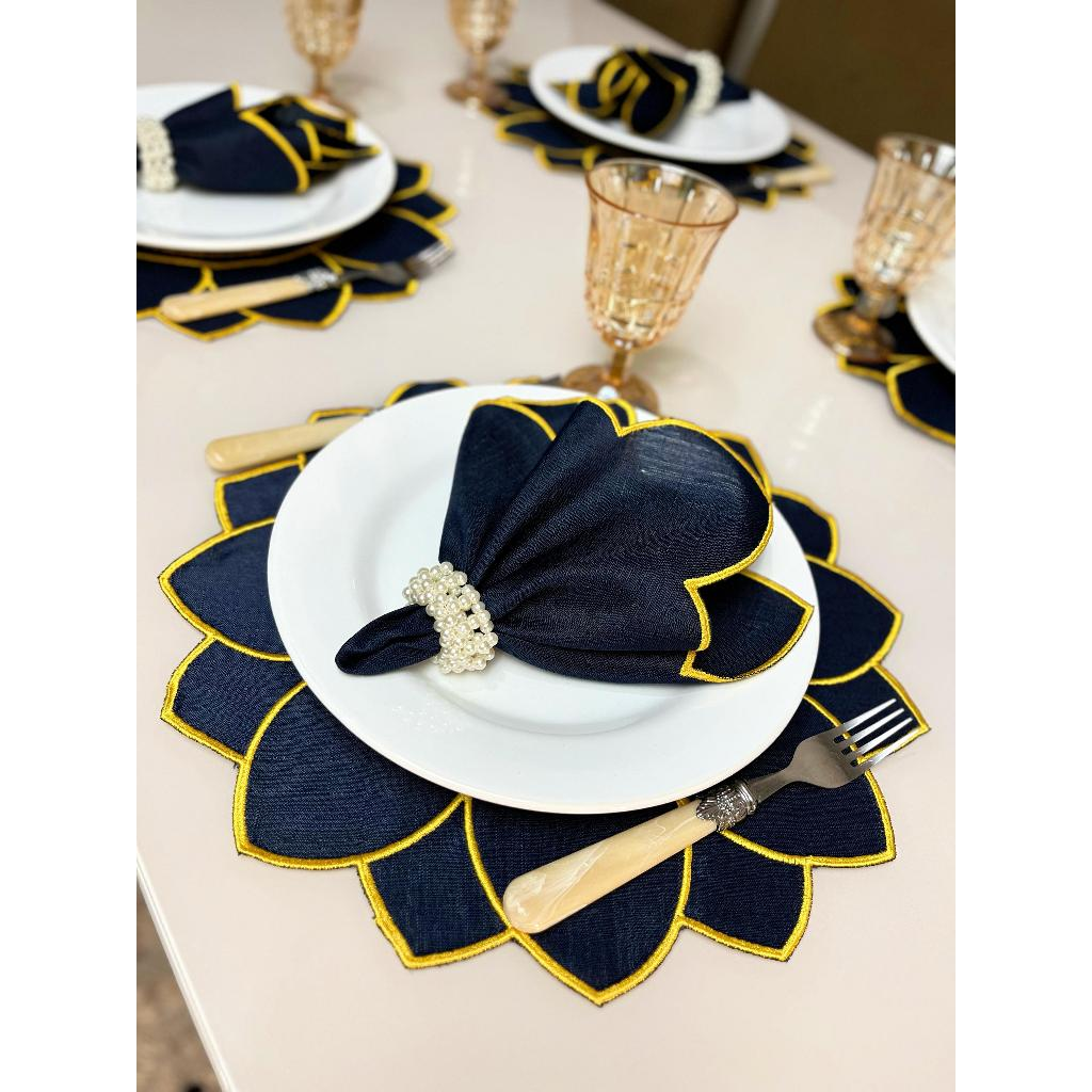 Kit Jogo Americano 8 Pçs Souplats Mesa De 4 Lugares Mesa Posta Guardanapo Supla Sousplat