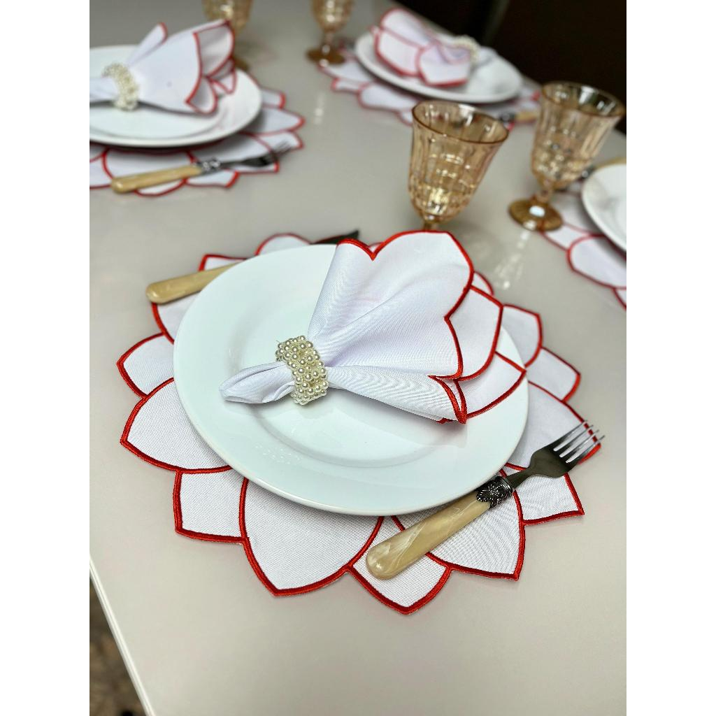 Kit Jogo Americano 8 Pçs Souplats Mesa De 4 Lugares Mesa Posta Guardanapo Supla Sousplat