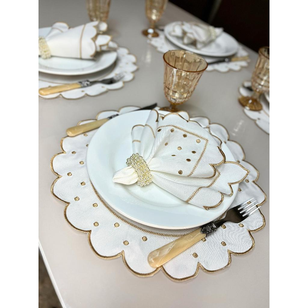 Kit Jogo Americano 8 Pçs Souplats Mesa De 4 Lugares Mesa Posta Guardanapo Supla Sousplat