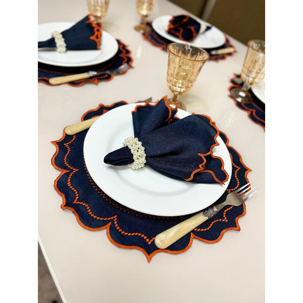 Kit Jogo Americano 8 Pçs Souplats Mesa De 4 Lugares Mesa Posta Guardanapo Supla Sousplat