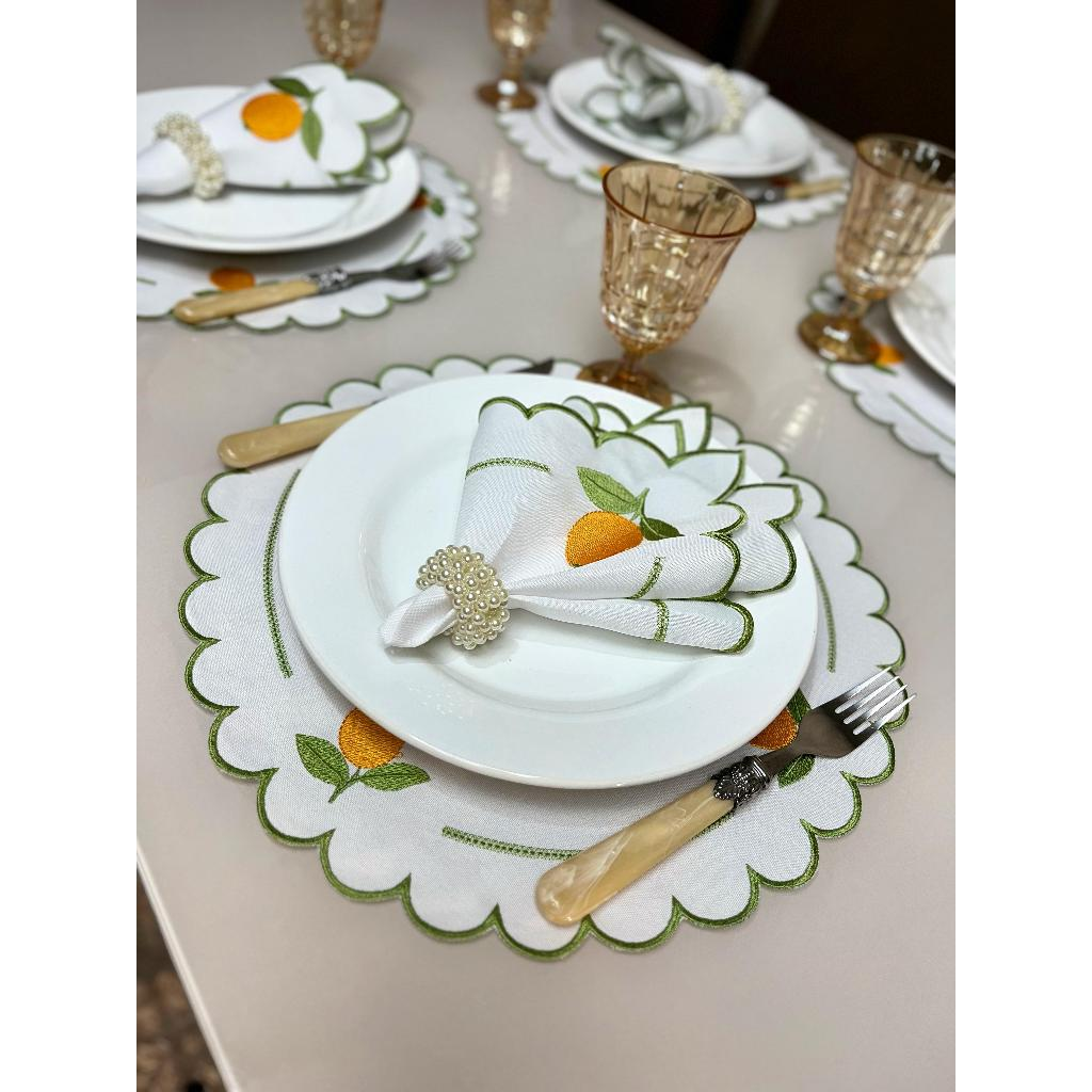 Kit Jogo Americano 8 Pçs Souplats Mesa De 4 Lugares Mesa Posta Guardanapo Supla Sousplat