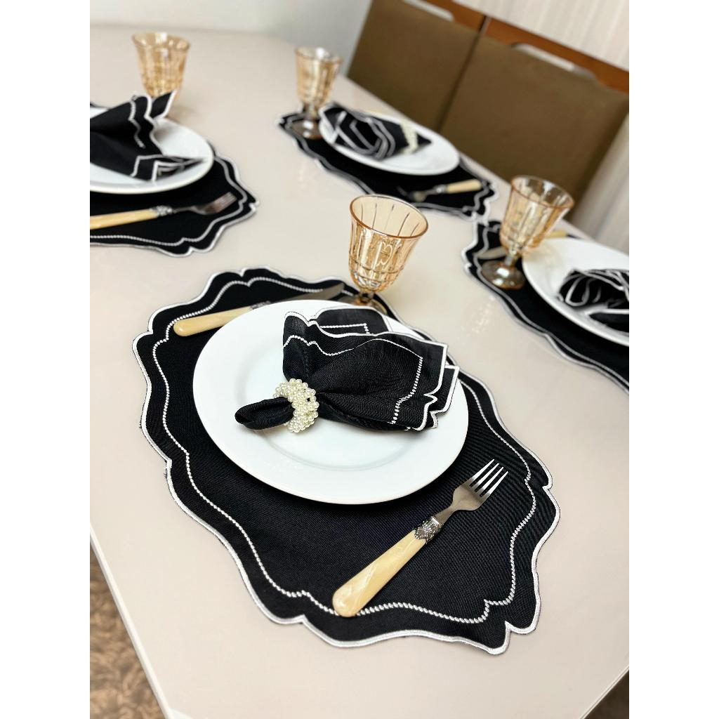 Kit Jogo Americano 8 Pçs Souplats Mesa De 4 Lugares Mesa Posta Guardanapo Supla Sousplat