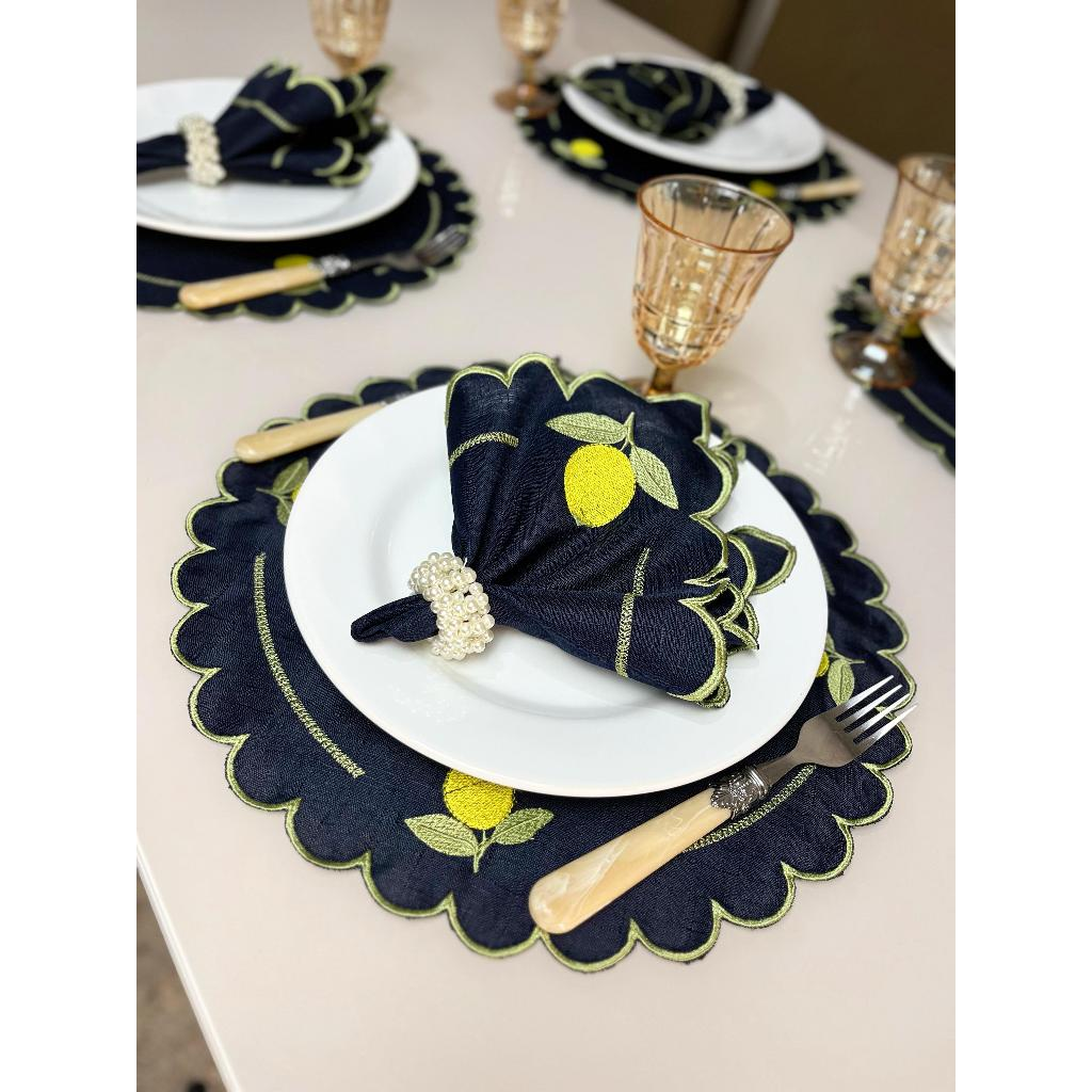 Kit Jogo Americano 8 Pçs Souplats Mesa De 4 Lugares Mesa Posta Guardanapo Supla Sousplat