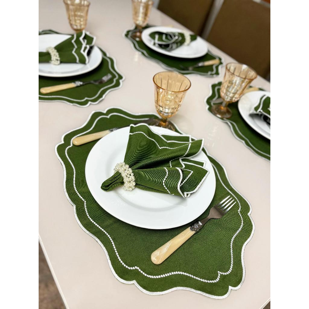 Kit Jogo Americano 8 Pçs Souplats Mesa De 4 Lugares Mesa Posta Guardanapo Supla Sousplat