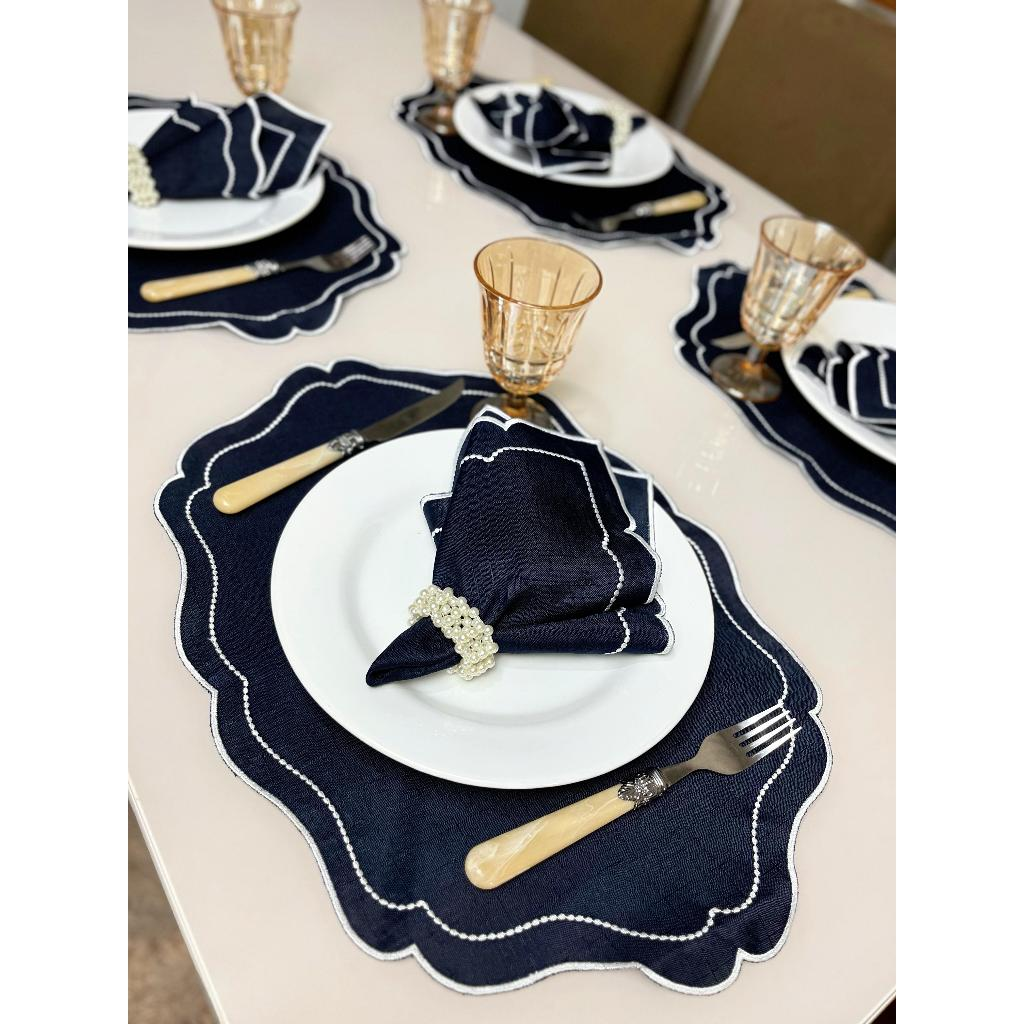 Kit Jogo Americano 8 Pçs Souplats Mesa De 4 Lugares Mesa Posta Guardanapo Supla Sousplat