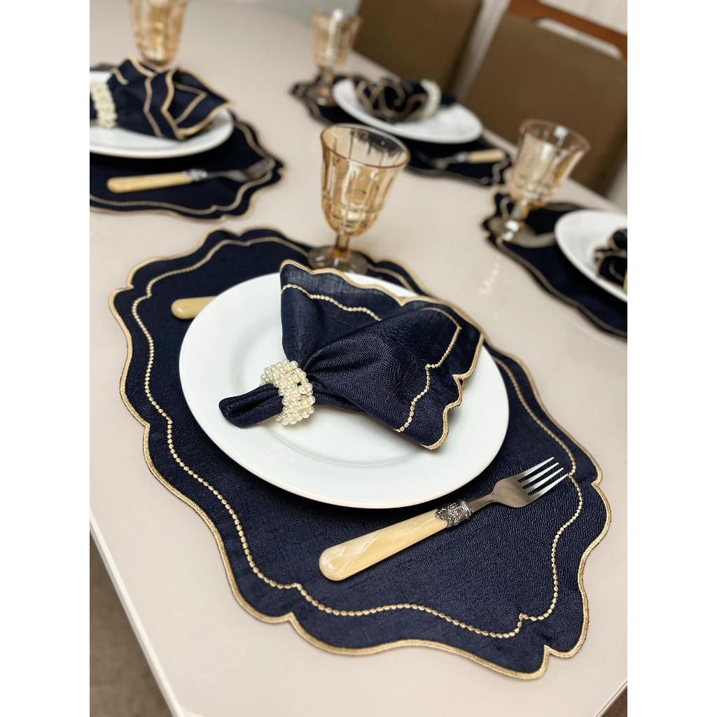 Kit Jogo Americano 8 Pçs Souplats Mesa De 4 Lugares Mesa Posta Guardanapo Supla Sousplat