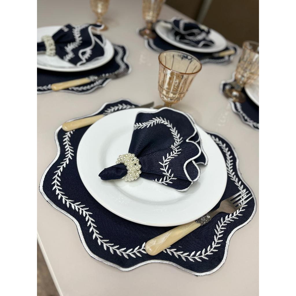 Kit Jogo Americano 8 Pçs Souplats Mesa De 4 Lugares Mesa Posta Guardanapo Supla Sousplat