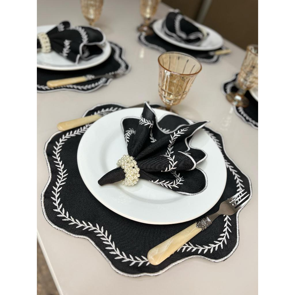 Kit Jogo Americano 8 Pçs Souplats Mesa De 4 Lugares Mesa Posta Guardanapo Supla Sousplat