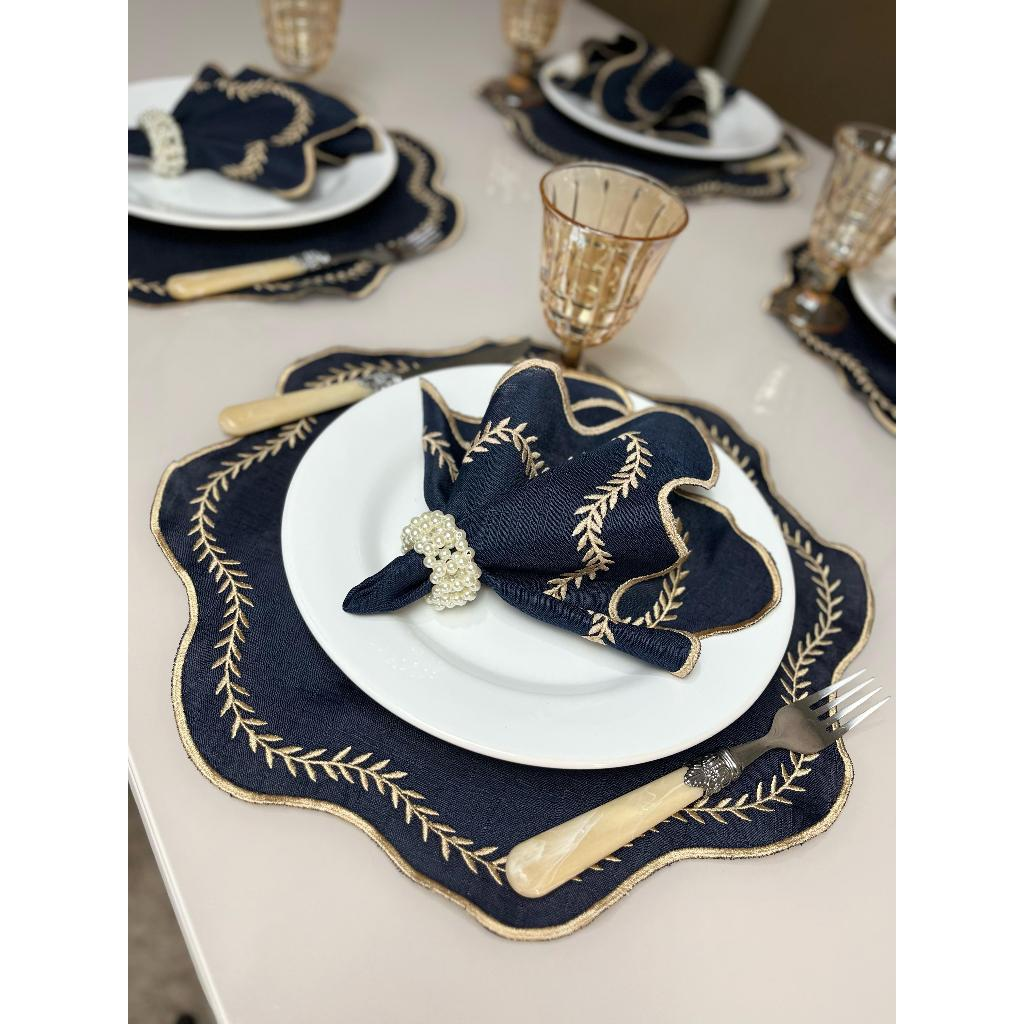 Kit Jogo Americano 8 Pçs Souplats Mesa De 4 Lugares Mesa Posta Guardanapo Supla Sousplat