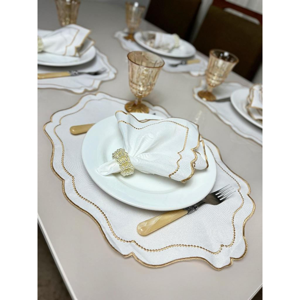 Kit Jogo Americano 8 Pçs Souplats Mesa De 4 Lugares Mesa Posta Guardanapo Supla Sousplat