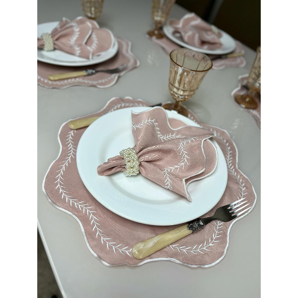 Kit Jogo Americano 8 Pçs Souplats Mesa De 4 Lugares Mesa Posta Guardanapo Supla Sousplat