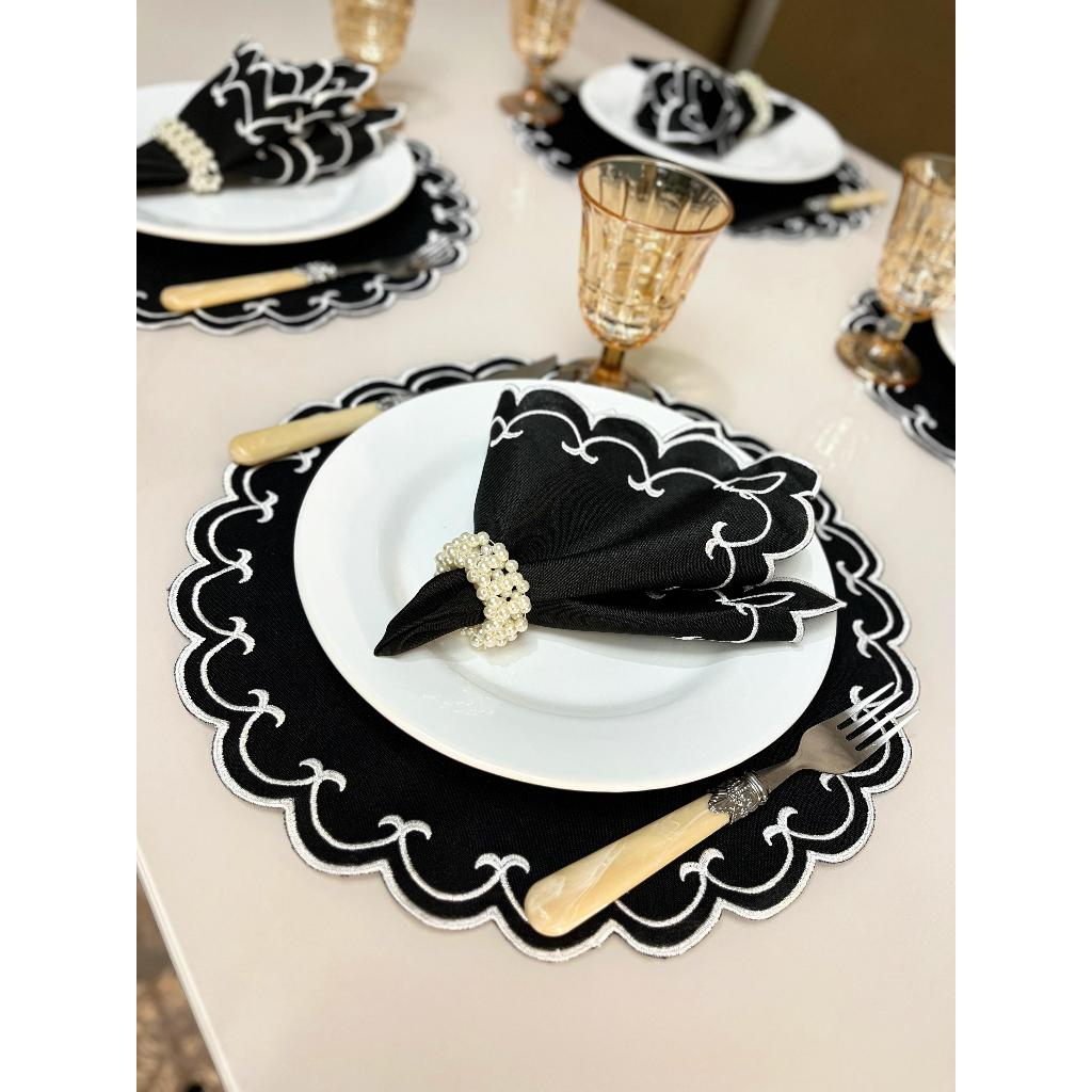 Kit Jogo Americano 8 Pçs Souplats Mesa De 4 Lugares Mesa Posta Guardanapo Supla Sousplat