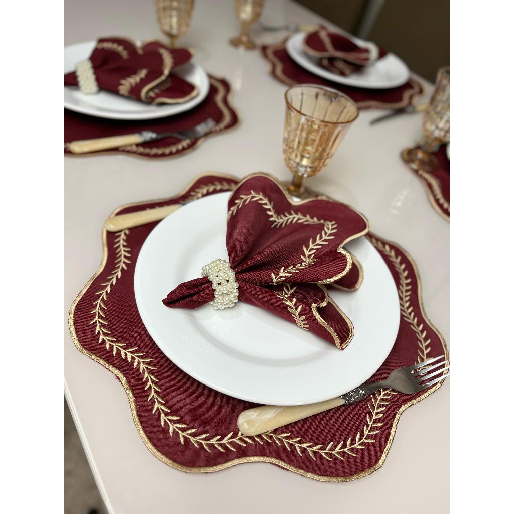 Kit Jogo Americano 8 Pçs Souplats Mesa De 4 Lugares Mesa Posta Guardanapo Supla Sousplat