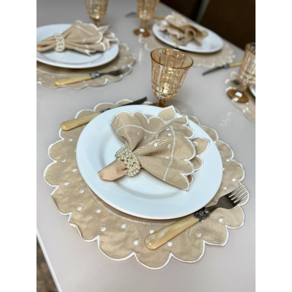 Kit Jogo Americano 8 Pçs Souplats Mesa De 4 Lugares Mesa Posta Guardanapo Supla Sousplat