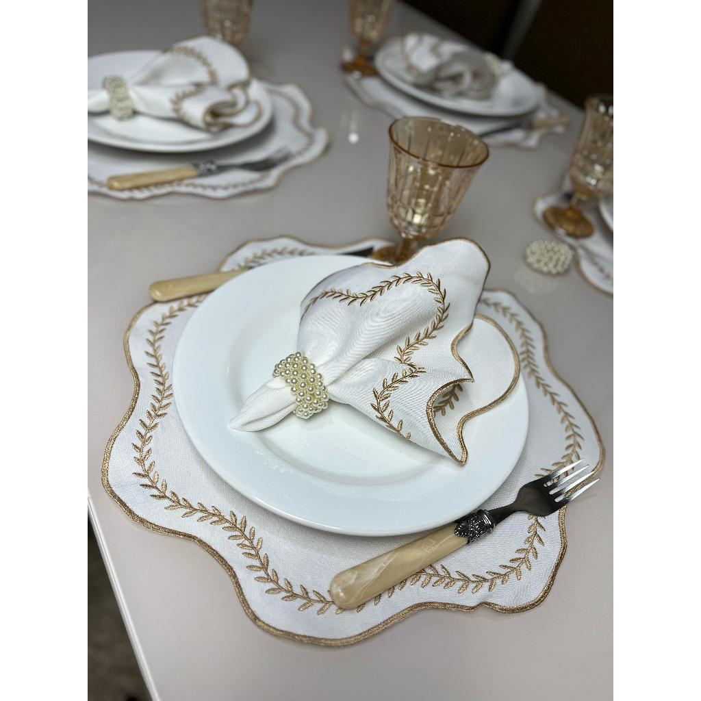 Kit Jogo Americano 8 Pçs Souplats Mesa De 4 Lugares Mesa Posta Guardanapo Supla Sousplat