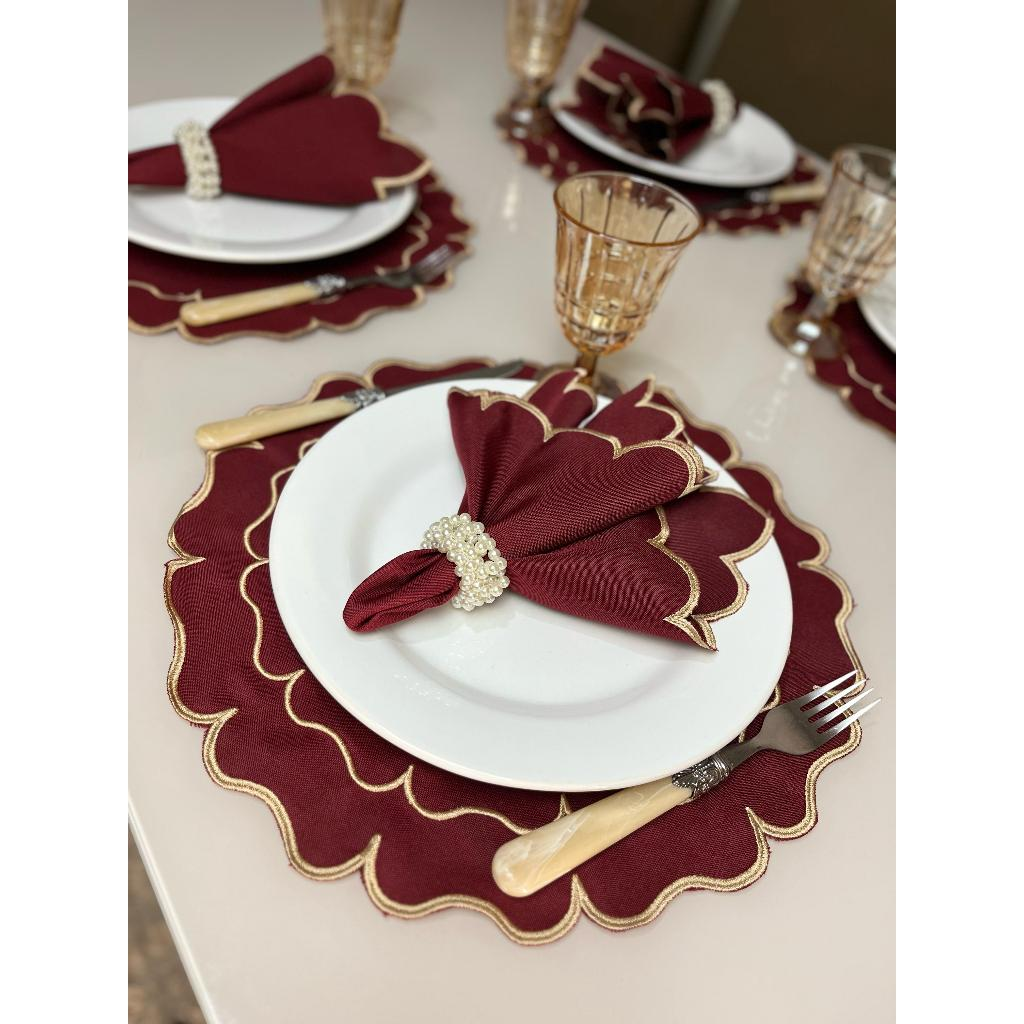 Kit Jogo Americano 8 Pçs Souplats Mesa De 4 Lugares Mesa Posta Guardanapo Supla Sousplat