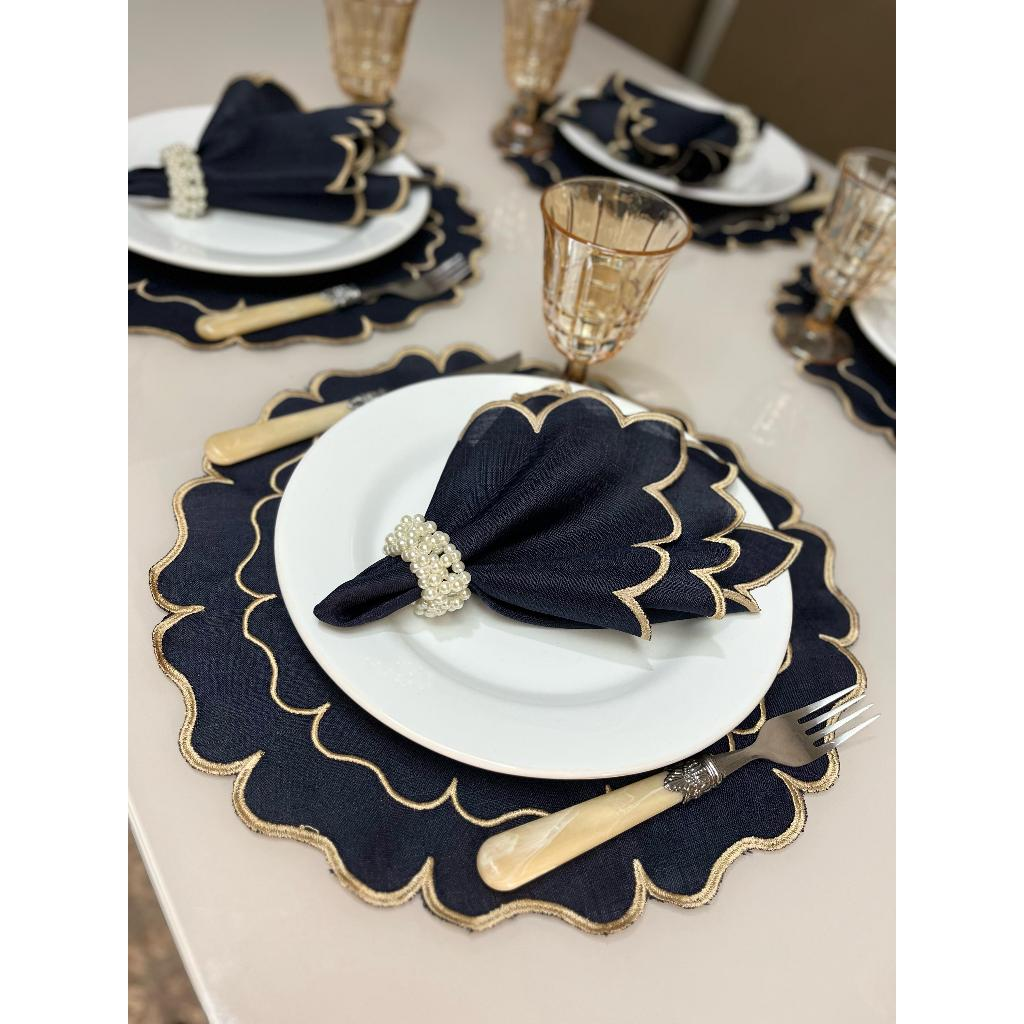 Kit Jogo Americano 8 Pçs Souplats Mesa De 4 Lugares Mesa Posta Guardanapo Supla Sousplat