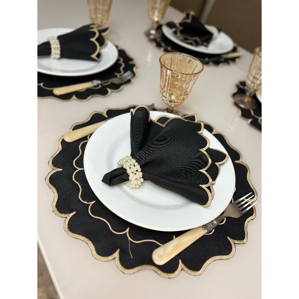 Kit Jogo Americano 8 Pçs Souplats Mesa De 4 Lugares Mesa Posta Guardanapo Supla Sousplat