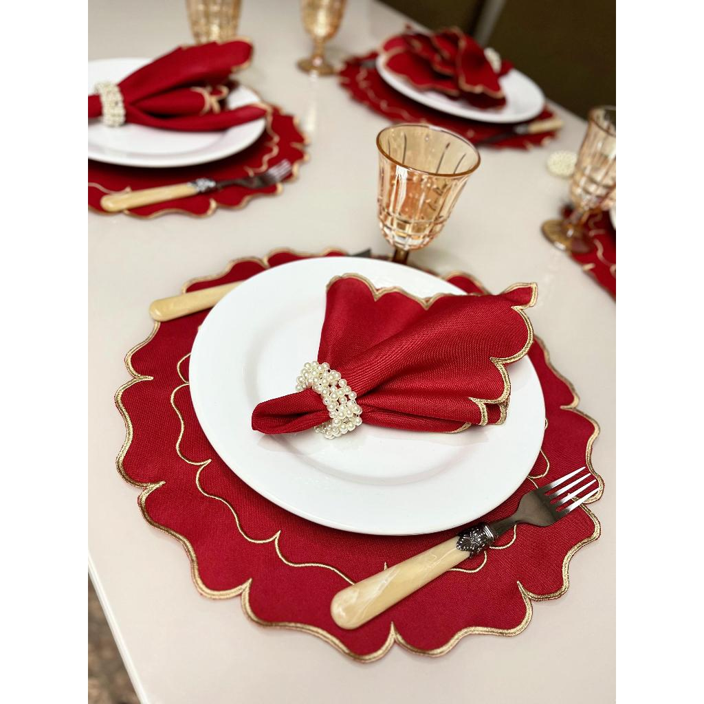 Kit Jogo Americano 8 Pçs Souplats Mesa De 4 Lugares Mesa Posta Guardanapo Supla Sousplat