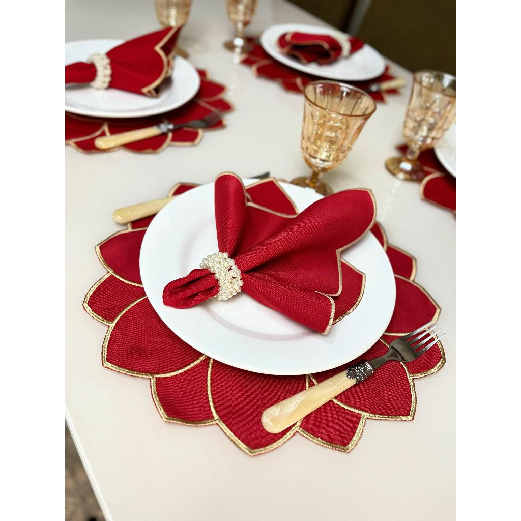 Kit Jogo Americano 8 Pçs Souplats Mesa De 4 Lugares Mesa Posta Guardanapo Supla Sousplat