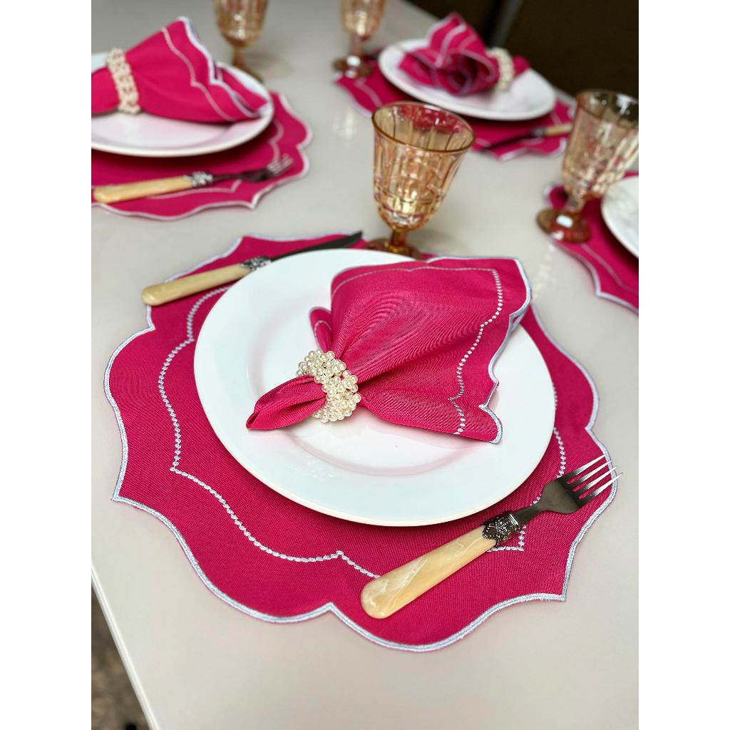 Kit Jogo Americano 8 Pçs Souplats Mesa De 4 Lugares Mesa Posta Guardanapo Supla Sousplat