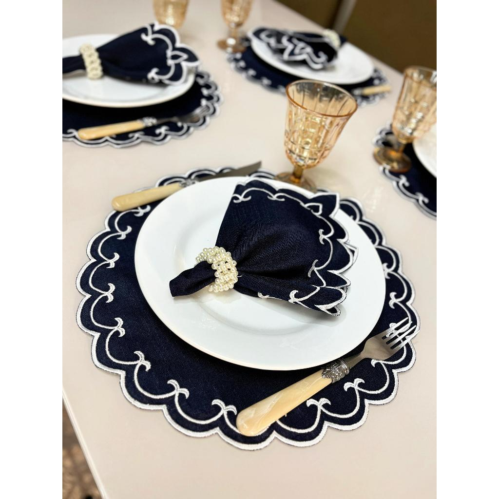 Kit Jogo Americano 8 Pçs Souplats Mesa De 4 Lugares Mesa Posta Guardanapo Supla Sousplat