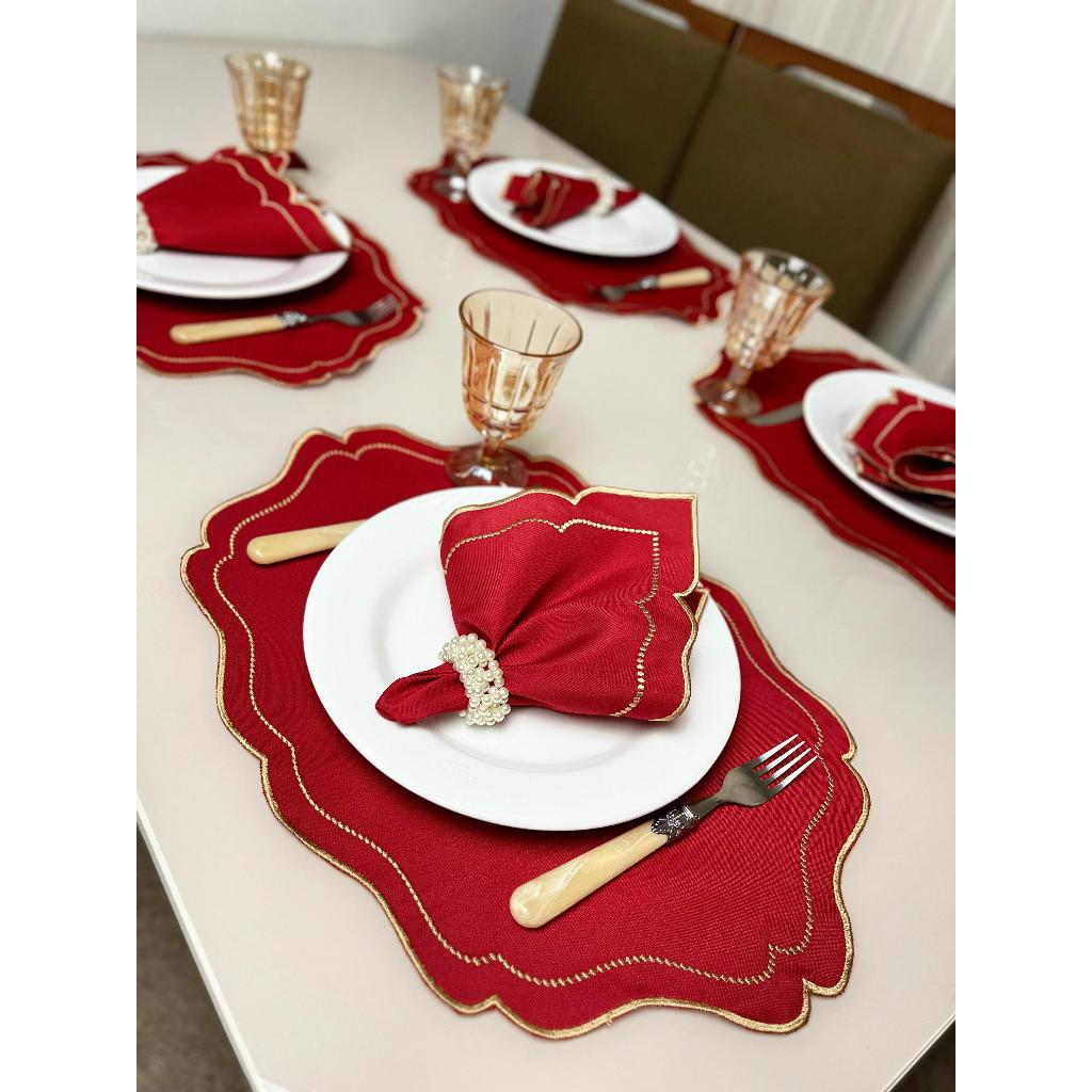 Kit Jogo Americano 8 Pçs Souplats Mesa De 4 Lugares Mesa Posta Guardanapo Supla Sousplat