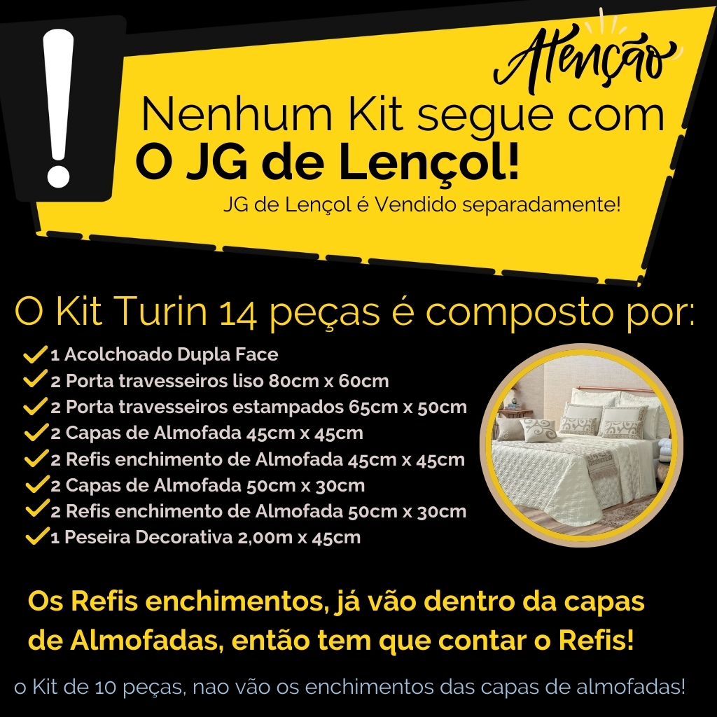 Kit Colcha Cobre Leito Casal Queen Completo Turin 180 Fios 10 peças Premium
