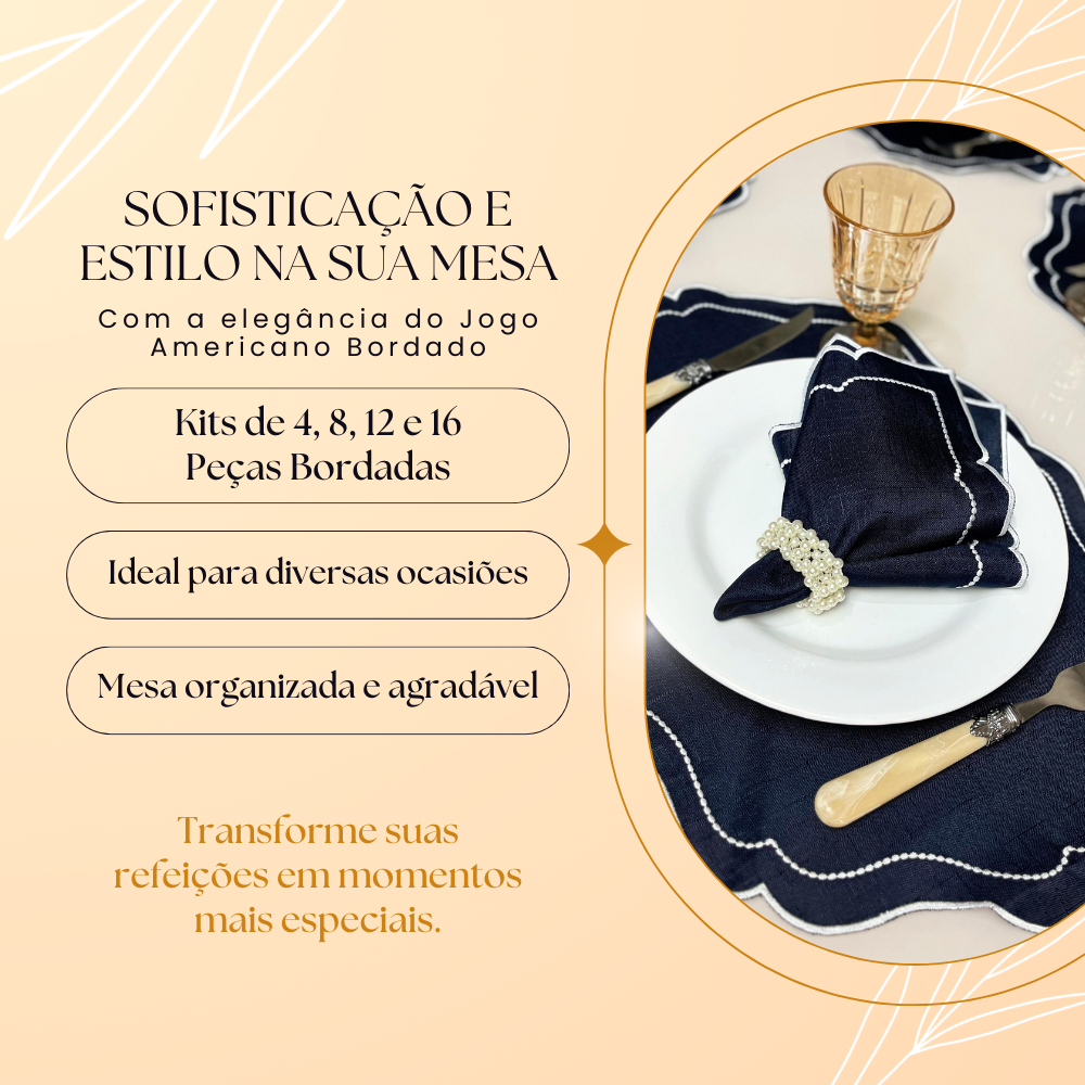 Kit Jogo Americano 8 Pçs Souplats Mesa De 4 Lugares Mesa Posta Guardanapo Supla Sousplat