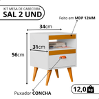 Kit 2 Mesa De Cabeceira Para Quarto Com Pés e Gaveta Com Nicho Criado Com 2 Unidades Mesinha Canto