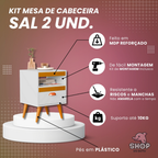 Kit 2 Mesa De Cabeceira Para Quarto Com Pés e Gaveta Com Nicho Criado Com 2 Unidades Mesinha Canto