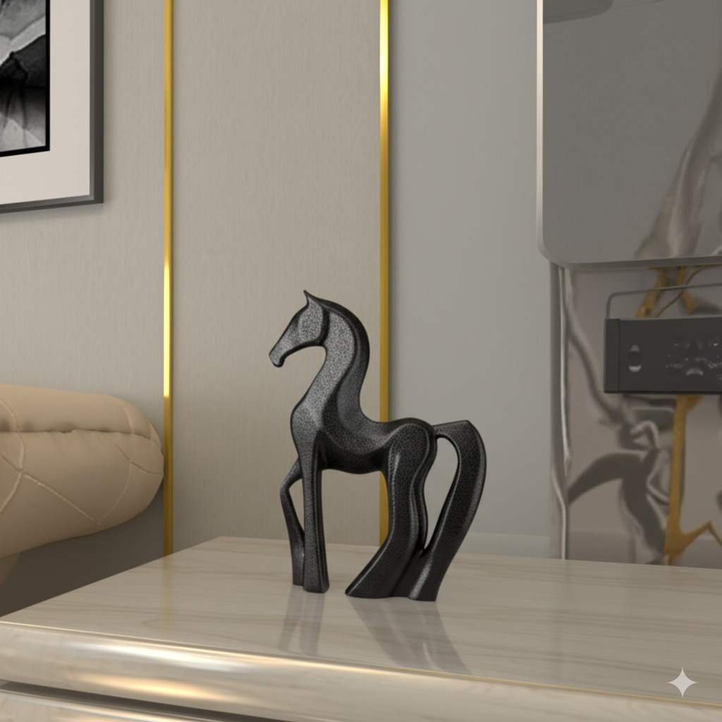 Escultura Cavalo Decorativa Moderna Sofisticada Elegante Estátua Casa Sala Escritório Presente 20cm