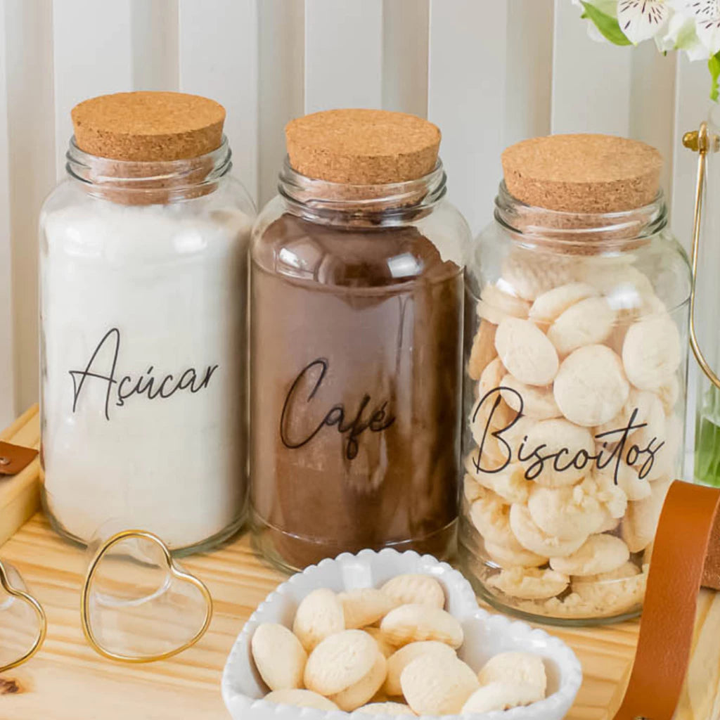 Kit 3 Potes Personalizados para o Cantinho do Café | Organize com Amor e Propósito |Bellaefinna