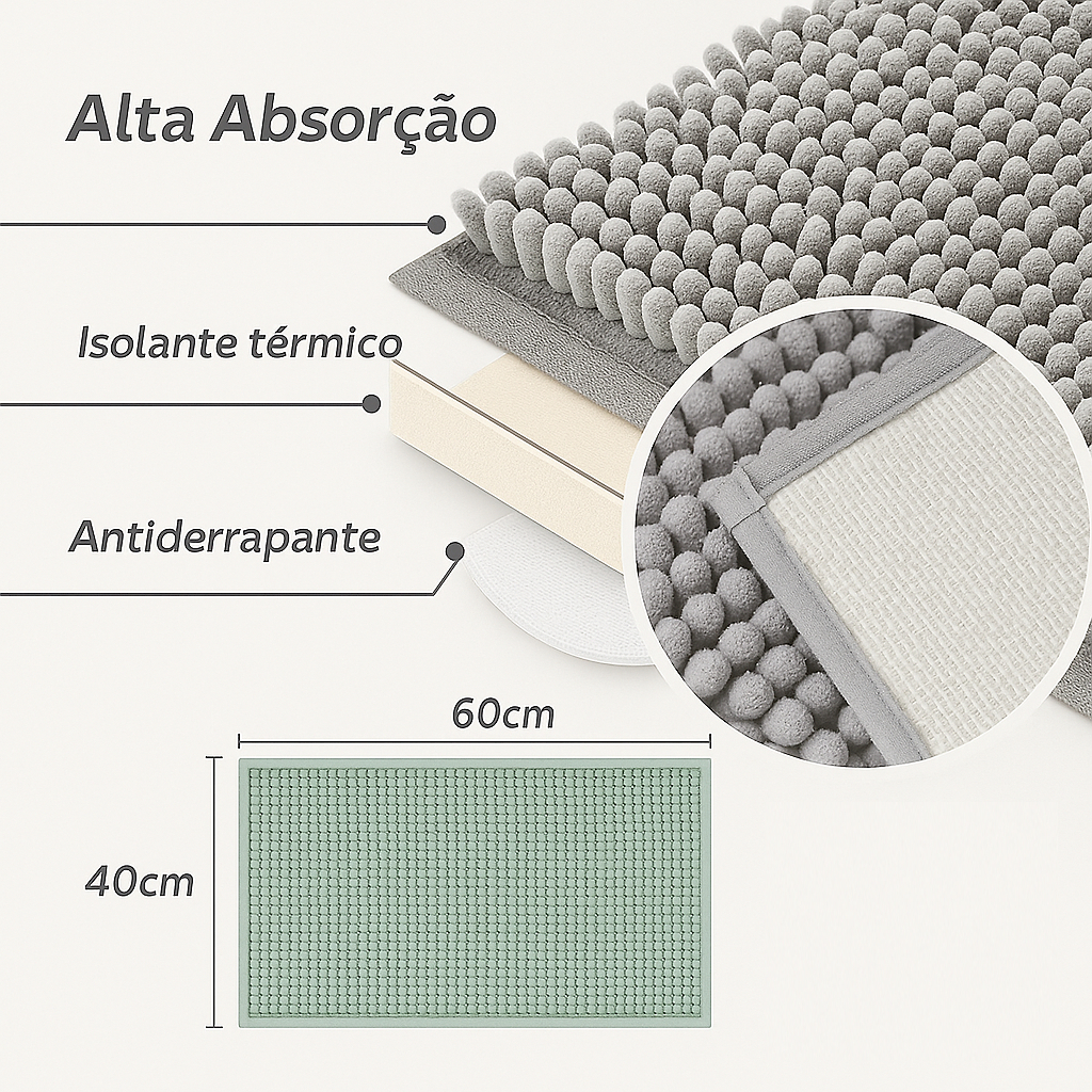 Kit Tapete Banheiro Antiderrapante 40x60 Microfibra Bolinha Macarrão