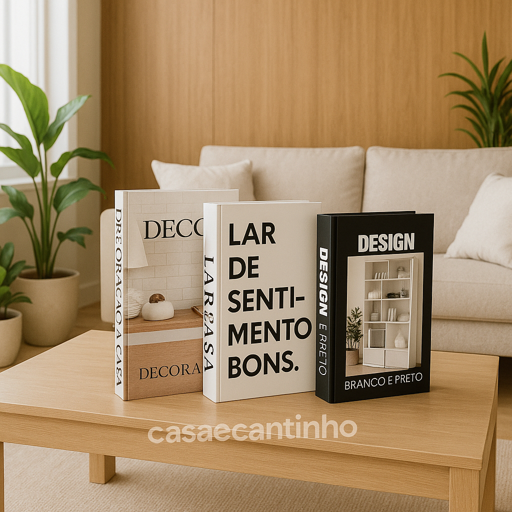 Kit 3 Caixas Livro Decorativo Porta Objetos Decoração Casa Sala Multiuso Jogo de Livros Decorativos