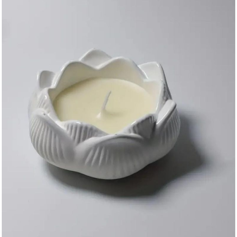 Kit 3 peças decoração Vaso flor + castiçal flor lótus + bandeja decorativa porta jóias casa escritório casa sala