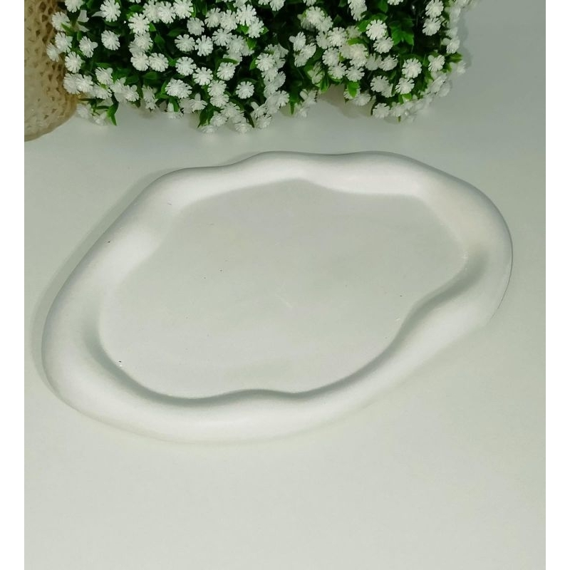 Kit 3 peças decoração Vaso flor + castiçal flor lótus + bandeja decorativa porta jóias casa escritório casa sala