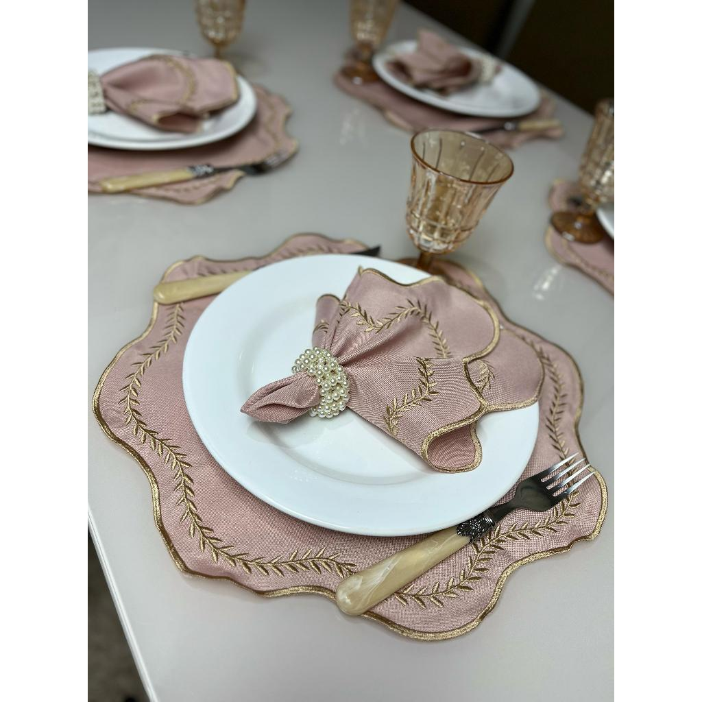 Kit Jogo Americano 8 Pçs Souplats Mesa De 4 Lugares Mesa Posta Guardanapo Supla Sousplat