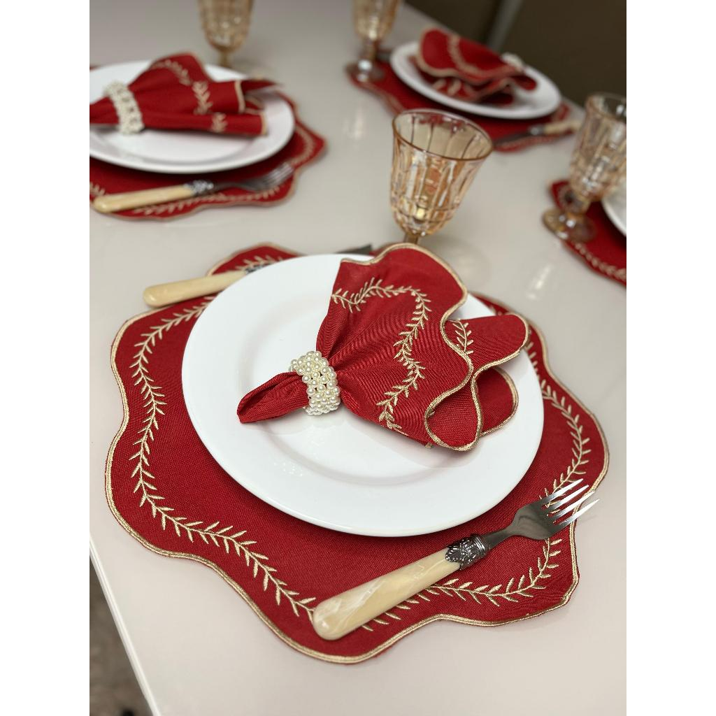 Kit Jogo Americano 8 Pçs Souplats Mesa De 4 Lugares Mesa Posta Guardanapo Supla Sousplat