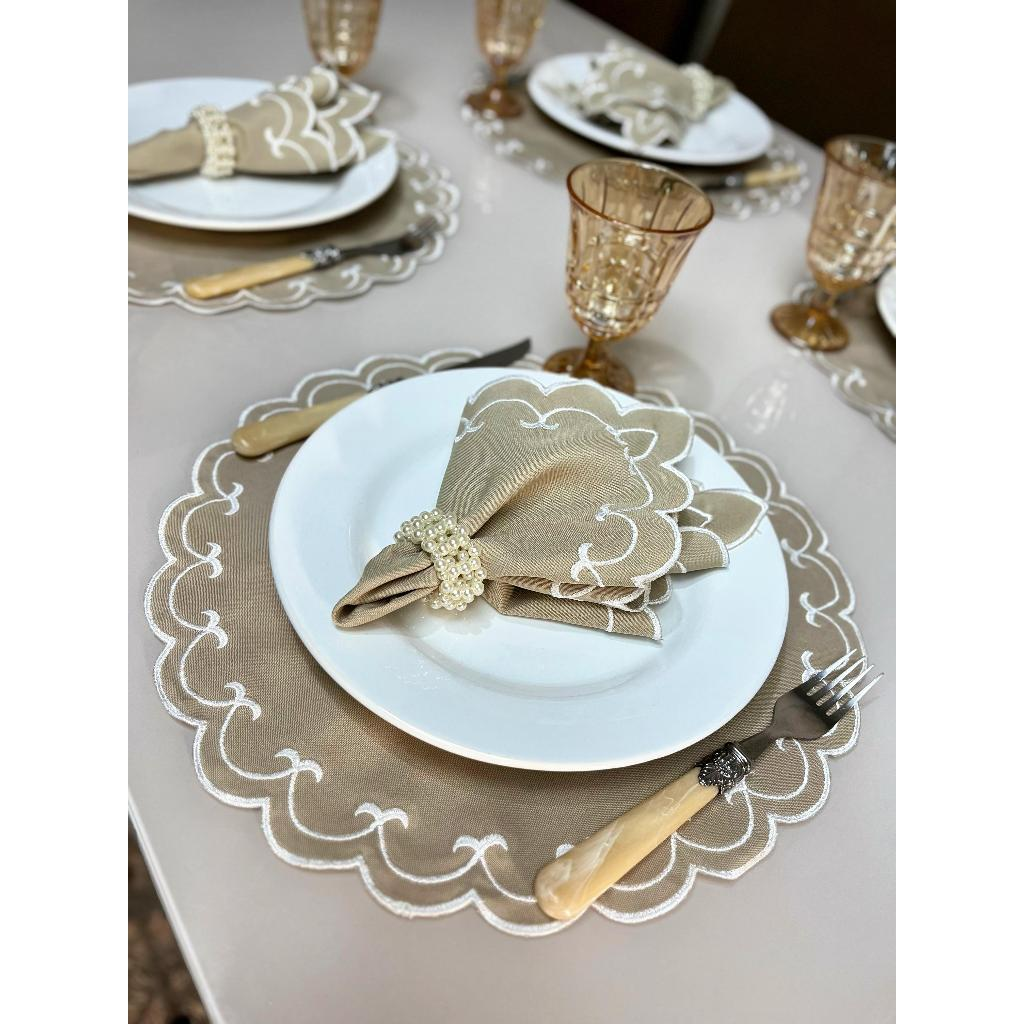 Kit Jogo Americano 8 Pçs Souplats Mesa De 4 Lugares Mesa Posta Guardanapo Supla Sousplat