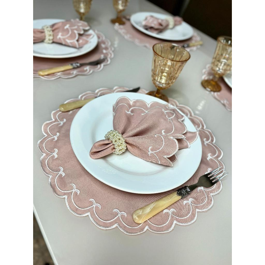 Kit Jogo Americano 8 Pçs Souplats Mesa De 4 Lugares Mesa Posta Guardanapo Supla Sousplat