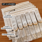 Kit Jogo Americano Sousplat Cru/Off‑White Artesanal | Bella e Finna